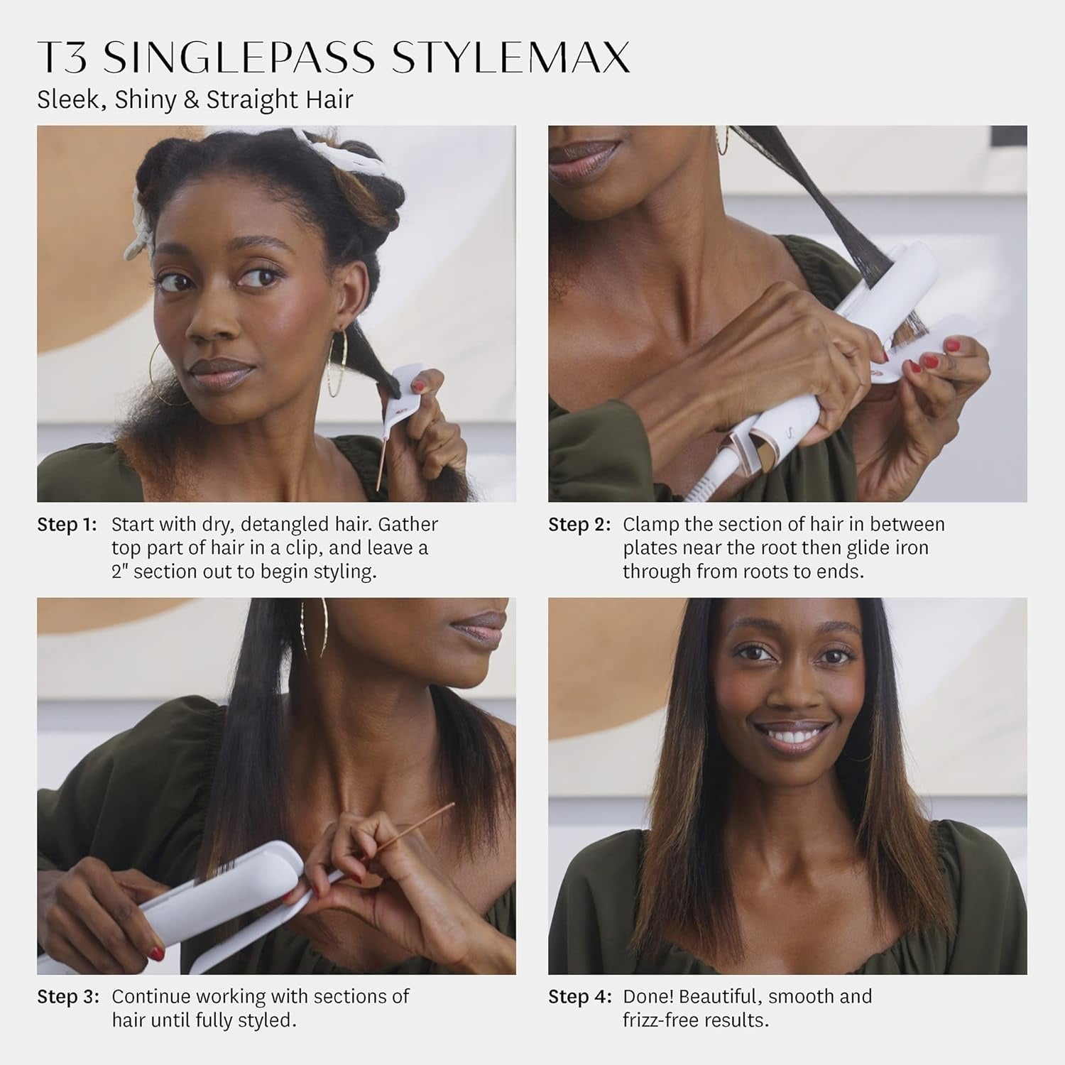T3 SinglePass StyleMax Professional 1" Ceramic Flat Iron with Custom Heat Automation