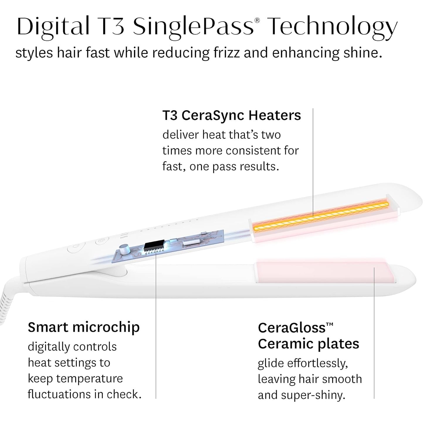 T3 SinglePass StyleMax Professional 1" Ceramic Flat Iron with Custom Heat Automation